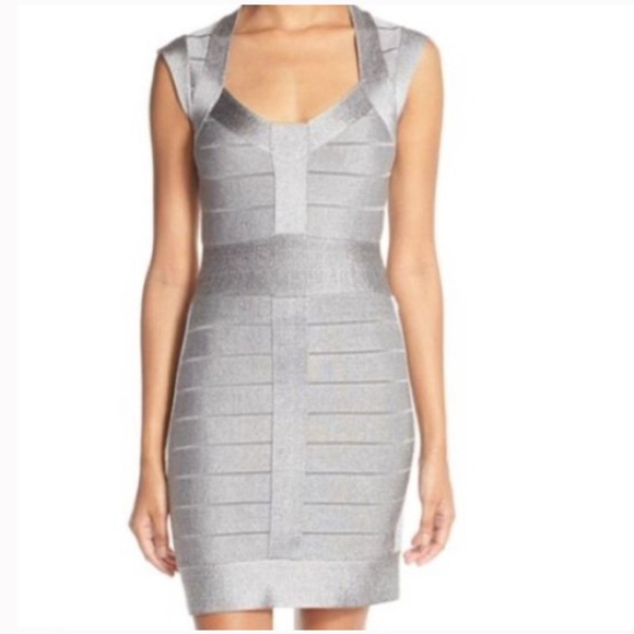 french connection silver bandage dress French Connection | Dresses | French Connection Bodycon Silver Bandage Dress  Size 2